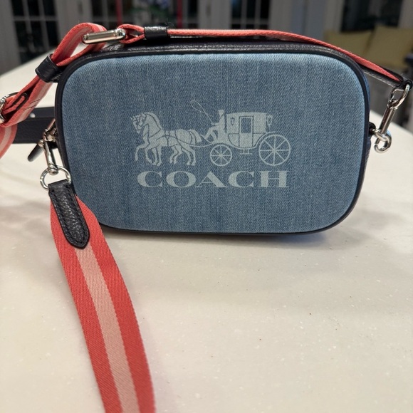 Coach Jes Denim & pebbled Leather Convertible Crossbody Belt Bag NWOT - Picture 10 of 15